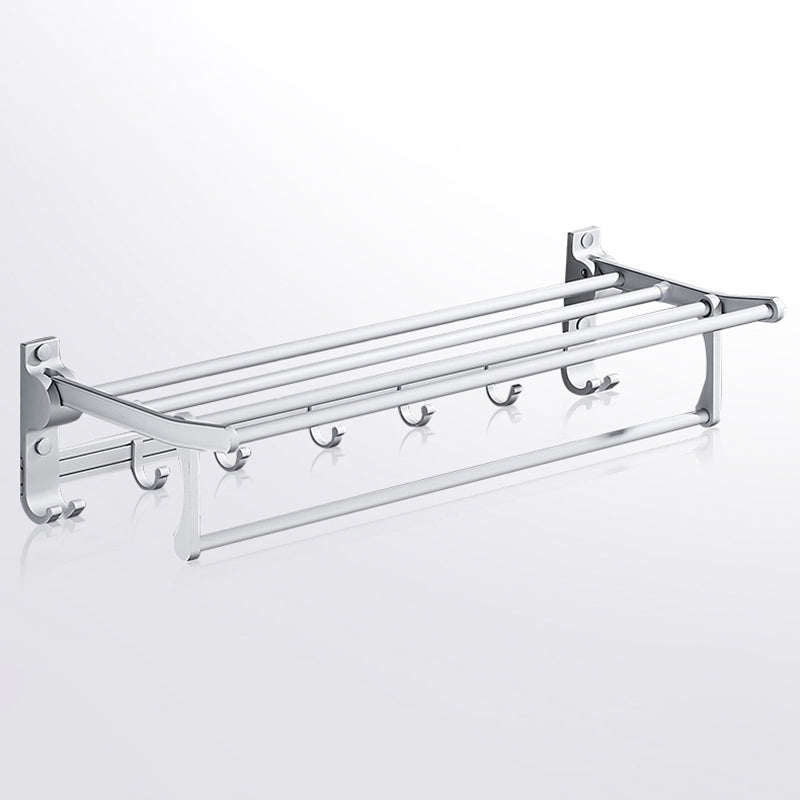 Contemporary Silver Metal Bathroom Accessory Kit with Towel Bar Clearhalo 'Bathroom Hardware Sets' 'Bathroom Hardware' 'Bathroom Remodel & Bathroom Fixtures' 'bathroom_hardware_sets' 'Home Improvement' 'home_improvement' 'home_improvement_bathroom_hardware_sets' 7116654