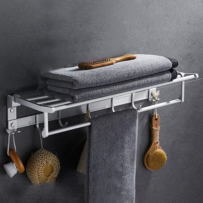Contemporary Silver Metal Bathroom Accessory Kit with Towel Bar Matte Silver Towel Rack Clearhalo 'Bathroom Hardware Sets' 'Bathroom Hardware' 'Bathroom Remodel & Bathroom Fixtures' 'bathroom_hardware_sets' 'Home Improvement' 'home_improvement' 'home_improvement_bathroom_hardware_sets' 7116663