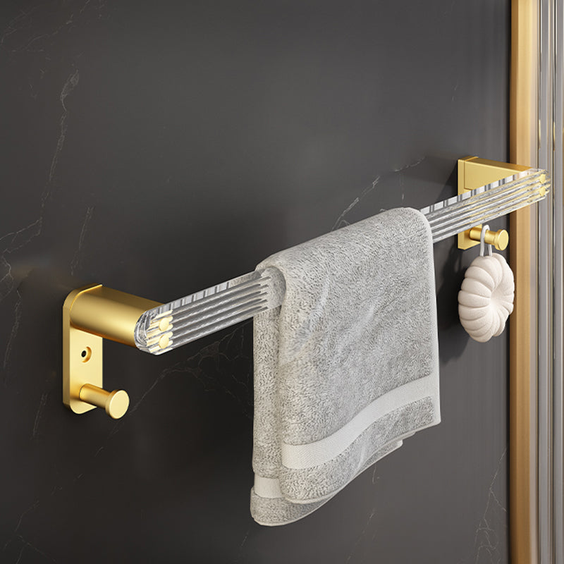 6 Piece Bathroom Accessory Set in Gold Metal Bath Hardware Set Towel Bar (Single Rod) Clearhalo 'Bathroom Hardware Sets' 'Bathroom Hardware' 'Bathroom Remodel & Bathroom Fixtures' 'bathroom_hardware_sets' 'Home Improvement' 'home_improvement' 'home_improvement_bathroom_hardware_sets' 7116711