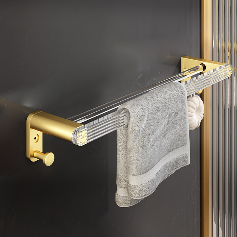 6 Piece Bathroom Accessory Set in Gold Metal Bath Hardware Set Towel Bar (Double Rods) Clearhalo 'Bathroom Hardware Sets' 'Bathroom Hardware' 'Bathroom Remodel & Bathroom Fixtures' 'bathroom_hardware_sets' 'Home Improvement' 'home_improvement' 'home_improvement_bathroom_hardware_sets' 7116713