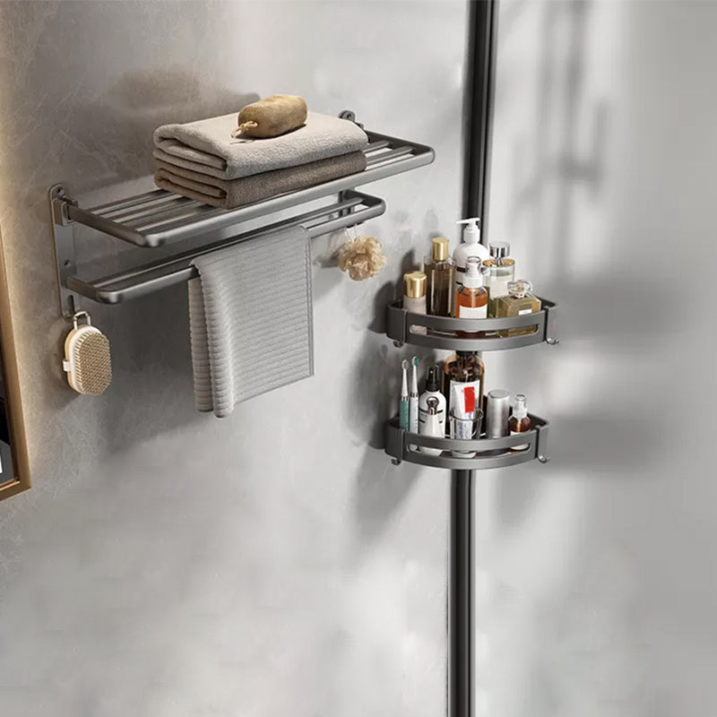 Modern Bathroom Accessories Hardware Set Grey Bathroom Hardware 3-Piece Set (Triangle Bath Shelf) Clearhalo 'Bathroom Hardware Sets' 'Bathroom Hardware' 'Bathroom Remodel & Bathroom Fixtures' 'bathroom_hardware_sets' 'Home Improvement' 'home_improvement' 'home_improvement_bathroom_hardware_sets' 7116771
