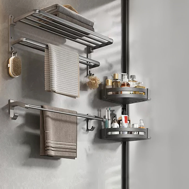 Modern Bathroom Accessories Hardware Set Grey Bathroom Hardware Double Bars 4-Piece Set (Towel Bar) Clearhalo 'Bathroom Hardware Sets' 'Bathroom Hardware' 'Bathroom Remodel & Bathroom Fixtures' 'bathroom_hardware_sets' 'Home Improvement' 'home_improvement' 'home_improvement_bathroom_hardware_sets' 7116773