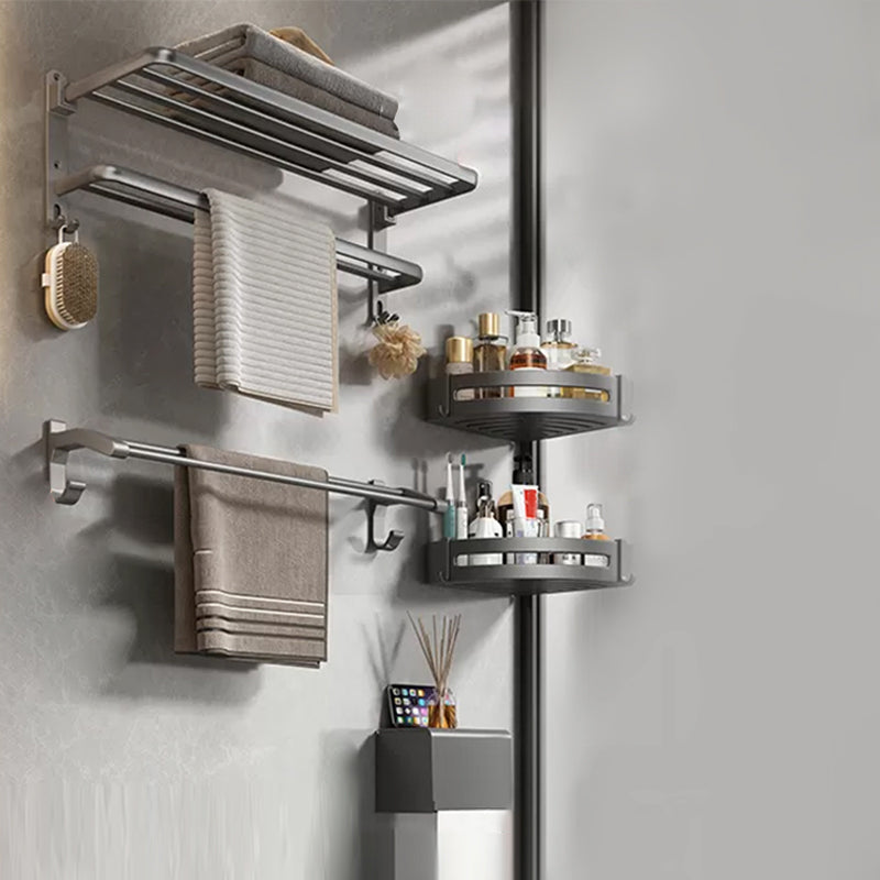 Modern Bathroom Accessories Hardware Set Grey Bathroom Hardware Double Bars 5-Piece Set (Towel Bar) Clearhalo 'Bathroom Hardware Sets' 'Bathroom Hardware' 'Bathroom Remodel & Bathroom Fixtures' 'bathroom_hardware_sets' 'Home Improvement' 'home_improvement' 'home_improvement_bathroom_hardware_sets' 7116774