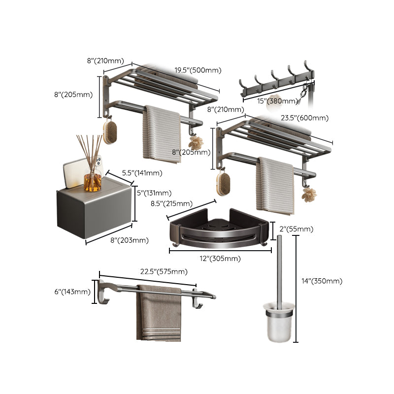Modern Bathroom Accessories Hardware Set Grey Bathroom Hardware Clearhalo 'Bathroom Hardware Sets' 'Bathroom Hardware' 'Bathroom Remodel & Bathroom Fixtures' 'bathroom_hardware_sets' 'Home Improvement' 'home_improvement' 'home_improvement_bathroom_hardware_sets' 7116775