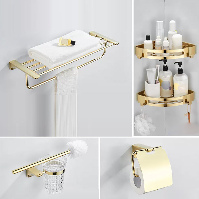Modern Bathroom Accessories Hardware Set Gold Bathroom Hardware 5 piece Set Clearhalo 'Bathroom Hardware Sets' 'Bathroom Hardware' 'Bathroom Remodel & Bathroom Fixtures' 'bathroom_hardware_sets' 'Home Improvement' 'home_improvement' 'home_improvement_bathroom_hardware_sets' 7116782