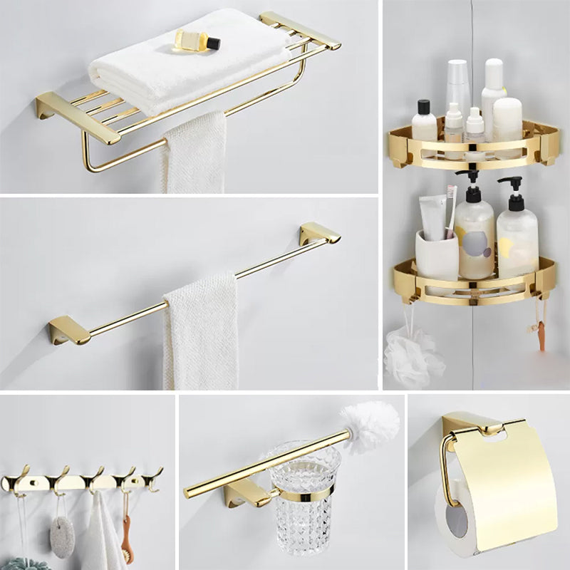 Modern Bathroom Accessories Hardware Set Gold Bathroom Hardware Single Bar 7-Piece Set Clearhalo 'Bathroom Hardware Sets' 'Bathroom Hardware' 'Bathroom Remodel & Bathroom Fixtures' 'bathroom_hardware_sets' 'Home Improvement' 'home_improvement' 'home_improvement_bathroom_hardware_sets' 7116786