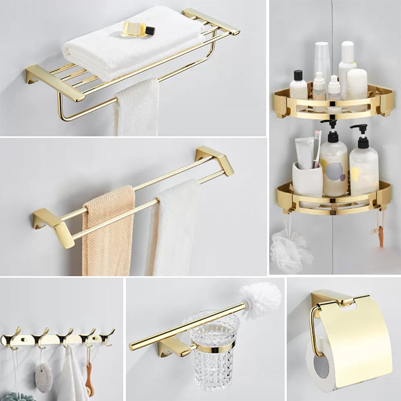 Modern Bathroom Accessories Hardware Set Gold Bathroom Hardware Double Bars 7-Piece Set Clearhalo 'Bathroom Hardware Sets' 'Bathroom Hardware' 'Bathroom Remodel & Bathroom Fixtures' 'bathroom_hardware_sets' 'Home Improvement' 'home_improvement' 'home_improvement_bathroom_hardware_sets' 7116788