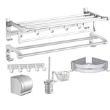Modern Bathroom Accessories Hardware Set Silver Bathroom Accessory Kit Clearhalo 'Bathroom Hardware Sets' 'Bathroom Hardware' 'Bathroom Remodel & Bathroom Fixtures' 'bathroom_hardware_sets' 'Home Improvement' 'home_improvement' 'home_improvement_bathroom_hardware_sets' 7116805