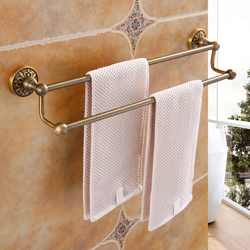 Traditional Vintage Brass Bathroom Accessory As Individual Or As a Set Brass Towel Bar (Double Rods) Clearhalo 'Bathroom Hardware Sets' 'Bathroom Hardware' 'Bathroom Remodel & Bathroom Fixtures' 'bathroom_hardware_sets' 'Home Improvement' 'home_improvement' 'home_improvement_bathroom_hardware_sets' 7116883