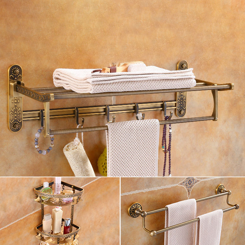 Traditional Vintage Brass Bathroom Accessory As Individual Or As a Set Brass 3-Piece Set (Double Rods) Clearhalo 'Bathroom Hardware Sets' 'Bathroom Hardware' 'Bathroom Remodel & Bathroom Fixtures' 'bathroom_hardware_sets' 'Home Improvement' 'home_improvement' 'home_improvement_bathroom_hardware_sets' 7116894