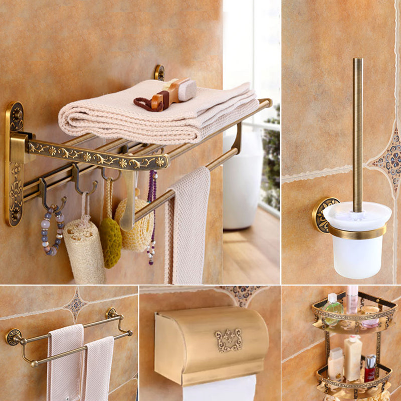 Traditional Vintage Brass Bathroom Accessory As Individual Or As a Set Brown 5-Piece Set (Toilet Paper Holder) Clearhalo 'Bathroom Hardware Sets' 'Bathroom Hardware' 'Bathroom Remodel & Bathroom Fixtures' 'bathroom_hardware_sets' 'Home Improvement' 'home_improvement' 'home_improvement_bathroom_hardware_sets' 7116908