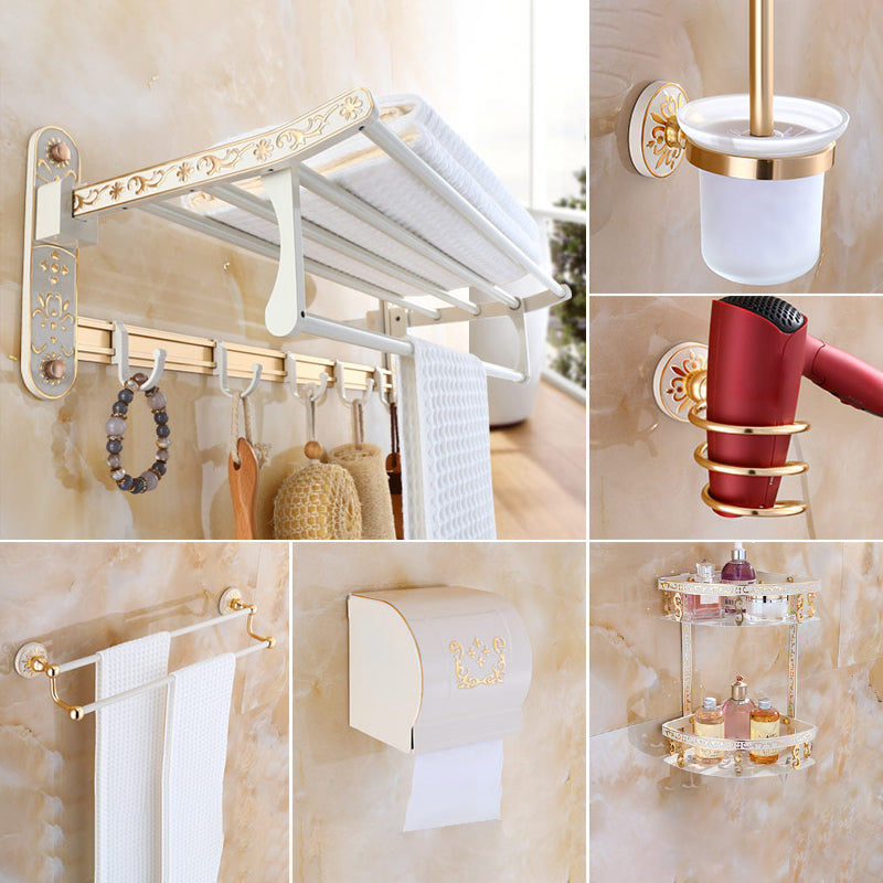 Traditional Metal Bathroom Accessory As Individual Or As a Set White 6-Piece Set (Hair Dryer Holder) Clearhalo 'Bathroom Hardware Sets' 'Bathroom Hardware' 'Bathroom Remodel & Bathroom Fixtures' 'bathroom_hardware_sets' 'Home Improvement' 'home_improvement' 'home_improvement_bathroom_hardware_sets' 7116917