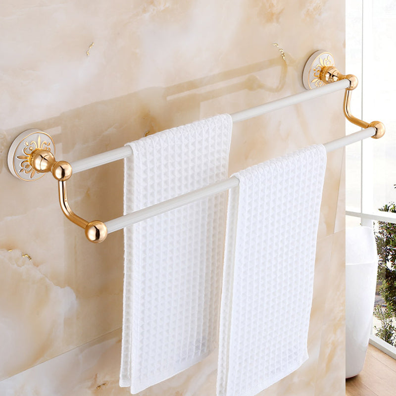 Traditional Metal Bathroom Accessory As Individual Or As a Set Beige Towel Bar (Double Rods) Clearhalo 'Bathroom Hardware Sets' 'Bathroom Hardware' 'Bathroom Remodel & Bathroom Fixtures' 'bathroom_hardware_sets' 'Home Improvement' 'home_improvement' 'home_improvement_bathroom_hardware_sets' 7116919