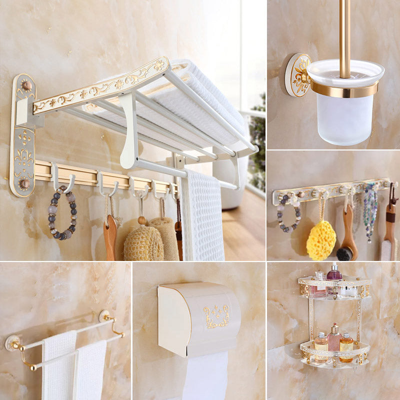 Traditional Metal Bathroom Accessory As Individual Or As a Set Beige 6-Piece Set (Double Rods) Clearhalo 'Bathroom Hardware Sets' 'Bathroom Hardware' 'Bathroom Remodel & Bathroom Fixtures' 'bathroom_hardware_sets' 'Home Improvement' 'home_improvement' 'home_improvement_bathroom_hardware_sets' 7116929