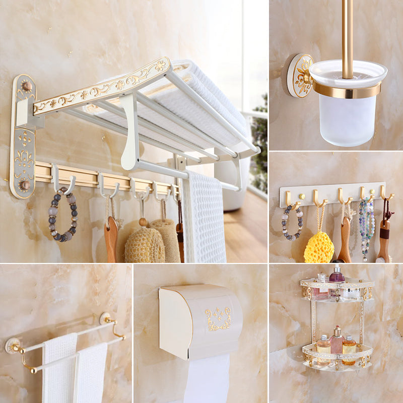 Traditional Metal Bathroom Accessory As Individual Or As a Set Beige 6-Piece Set (Row Hook) Clearhalo 'Bathroom Hardware Sets' 'Bathroom Hardware' 'Bathroom Remodel & Bathroom Fixtures' 'bathroom_hardware_sets' 'Home Improvement' 'home_improvement' 'home_improvement_bathroom_hardware_sets' 7116936