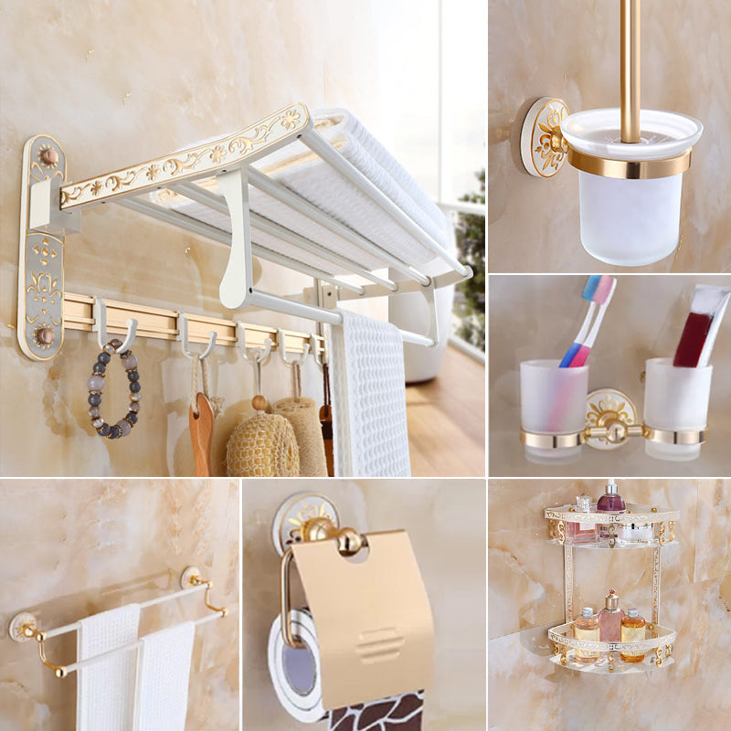 Traditional Metal Bathroom Accessory As Individual Or As a Set Beige 6-Piece Set (Toilet Paper Holder) Clearhalo 'Bathroom Hardware Sets' 'Bathroom Hardware' 'Bathroom Remodel & Bathroom Fixtures' 'bathroom_hardware_sets' 'Home Improvement' 'home_improvement' 'home_improvement_bathroom_hardware_sets' 7116937
