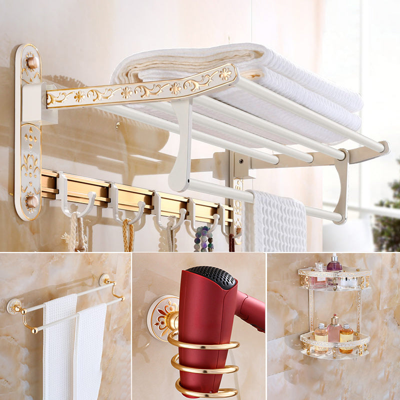 Traditional Metal Bathroom Accessory As Individual Or As a Set Beige 4-Piece Set (Hair Dryer Holder) Clearhalo 'Bathroom Hardware Sets' 'Bathroom Hardware' 'Bathroom Remodel & Bathroom Fixtures' 'bathroom_hardware_sets' 'Home Improvement' 'home_improvement' 'home_improvement_bathroom_hardware_sets' 7116944
