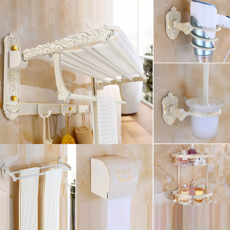 Traditional Metal Bathroom Accessories Hardware Set with Paper Holder Beige 6-Piece Set Clearhalo 'Bathroom Hardware Sets' 'Bathroom Hardware' 'Bathroom Remodel & Bathroom Fixtures' 'bathroom_hardware_sets' 'Home Improvement' 'home_improvement' 'home_improvement_bathroom_hardware_sets' 7116958
