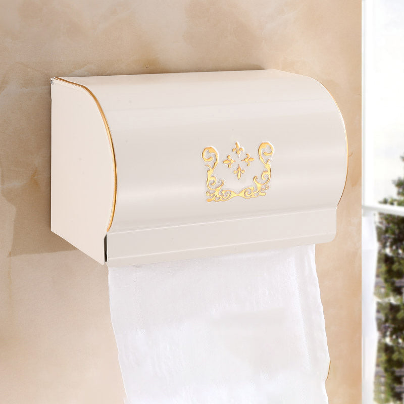 Traditional Metal Bathroom Accessories Hardware Set with Paper Holder Beige Tissue Box Clearhalo 'Bathroom Hardware Sets' 'Bathroom Hardware' 'Bathroom Remodel & Bathroom Fixtures' 'bathroom_hardware_sets' 'Home Improvement' 'home_improvement' 'home_improvement_bathroom_hardware_sets' 7116960