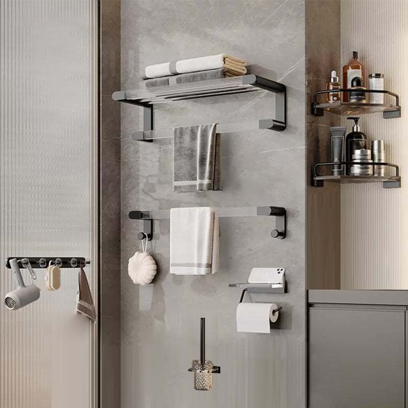Contemporary Black Metal Bathroom Accessory As Individual Or As a Set Clearhalo 'Bathroom Hardware Sets' 'Bathroom Hardware' 'Bathroom Remodel & Bathroom Fixtures' 'bathroom_hardware_sets' 'Home Improvement' 'home_improvement' 'home_improvement_bathroom_hardware_sets' 7116988
