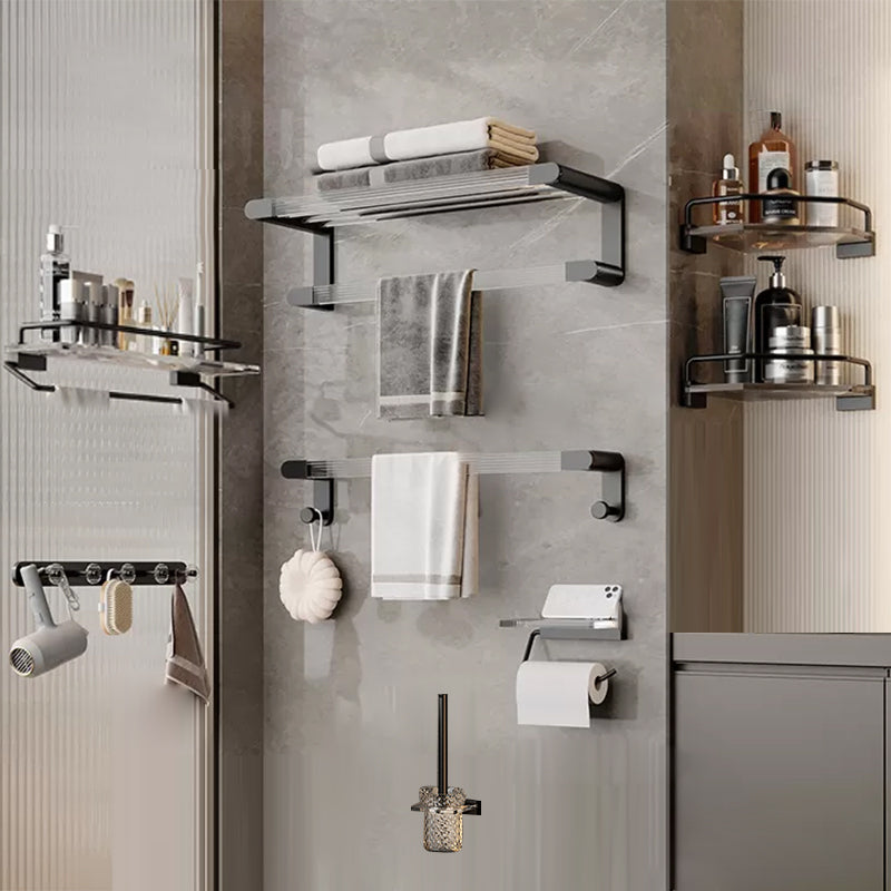 Contemporary Black Metal Bathroom Accessory As Individual Or As a Set Clearhalo 'Bathroom Hardware Sets' 'Bathroom Hardware' 'Bathroom Remodel & Bathroom Fixtures' 'bathroom_hardware_sets' 'Home Improvement' 'home_improvement' 'home_improvement_bathroom_hardware_sets' 7116990