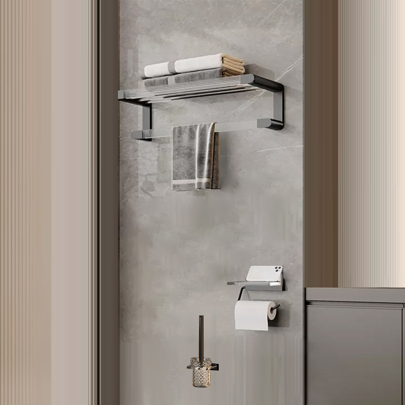 Contemporary Black Metal Bathroom Accessory As Individual Or As a Set 3-Piece Set (Toilet Paper Holder) Clearhalo 'Bathroom Hardware Sets' 'Bathroom Hardware' 'Bathroom Remodel & Bathroom Fixtures' 'bathroom_hardware_sets' 'Home Improvement' 'home_improvement' 'home_improvement_bathroom_hardware_sets' 7116999