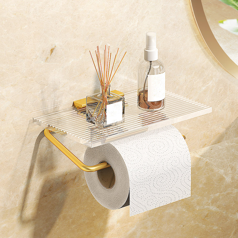 Modern 7-Piece Bathroom Accessory Set Metal Bathroom Set in Gold Toilet Paper Holder Clearhalo 'Bathroom Hardware Sets' 'Bathroom Hardware' 'Bathroom Remodel & Bathroom Fixtures' 'bathroom_hardware_sets' 'Home Improvement' 'home_improvement' 'home_improvement_bathroom_hardware_sets' 7117015