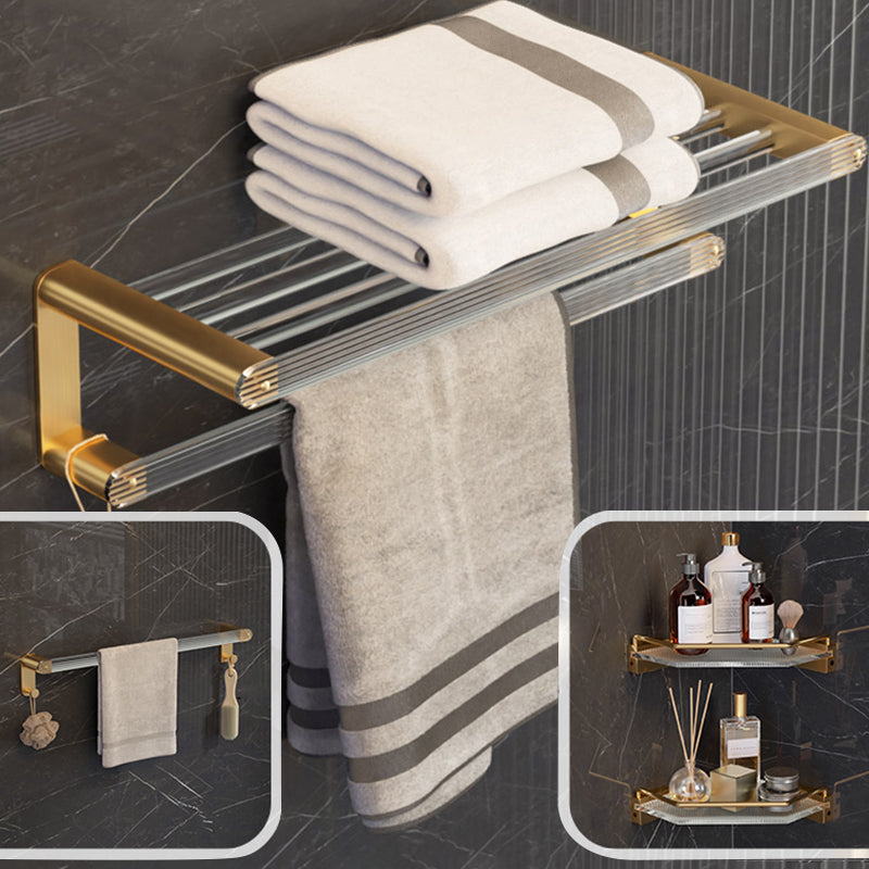 6-Piece Bathroom Set Aluminum and Acrylic Bathroom Accessories Hardware Set 4-Piece Set (Towel Bar) Clearhalo 'Bathroom Hardware Sets' 'Bathroom Hardware' 'Bathroom Remodel & Bathroom Fixtures' 'bathroom_hardware_sets' 'Home Improvement' 'home_improvement' 'home_improvement_bathroom_hardware_sets' 7117038
