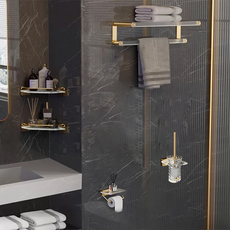 6-Piece Bathroom Set Aluminum and Acrylic Bathroom Accessories Hardware Set 5 piece Set Clearhalo 'Bathroom Hardware Sets' 'Bathroom Hardware' 'Bathroom Remodel & Bathroom Fixtures' 'bathroom_hardware_sets' 'Home Improvement' 'home_improvement' 'home_improvement_bathroom_hardware_sets' 7117051