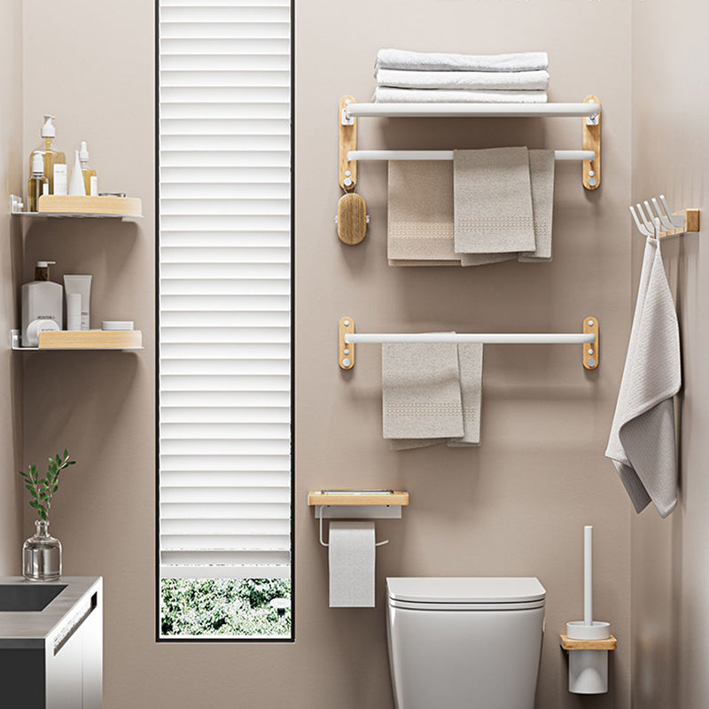 White Metal and Solid Wood Bathroom Accessories Hardware Set Clearhalo 'Bathroom Hardware Sets' 'Bathroom Hardware' 'Bathroom Remodel & Bathroom Fixtures' 'bathroom_hardware_sets' 'Home Improvement' 'home_improvement' 'home_improvement_bathroom_hardware_sets' 7117053