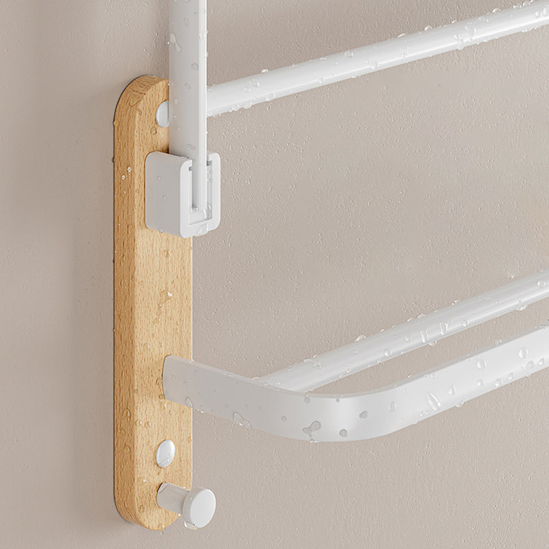 White Metal and Solid Wood Bathroom Accessories Hardware Set Clearhalo 'Bathroom Hardware Sets' 'Bathroom Hardware' 'Bathroom Remodel & Bathroom Fixtures' 'bathroom_hardware_sets' 'Home Improvement' 'home_improvement' 'home_improvement_bathroom_hardware_sets' 7117065