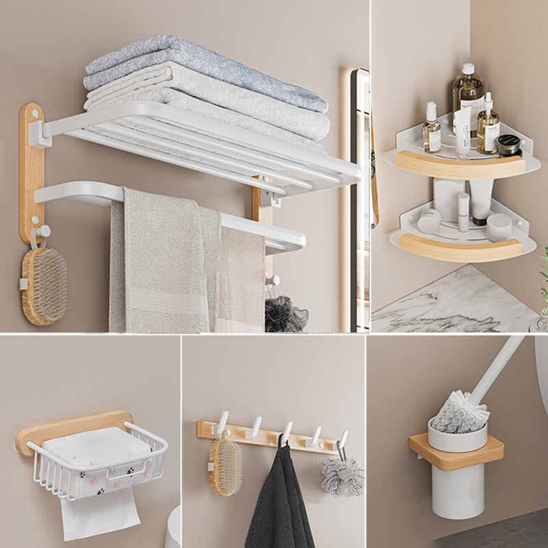 White Metal and Solid Wood Bathroom Accessories Hardware Set White 6-Piece Set (Row Hook) Clearhalo 'Bathroom Hardware Sets' 'Bathroom Hardware' 'Bathroom Remodel & Bathroom Fixtures' 'bathroom_hardware_sets' 'Home Improvement' 'home_improvement' 'home_improvement_bathroom_hardware_sets' 7117066