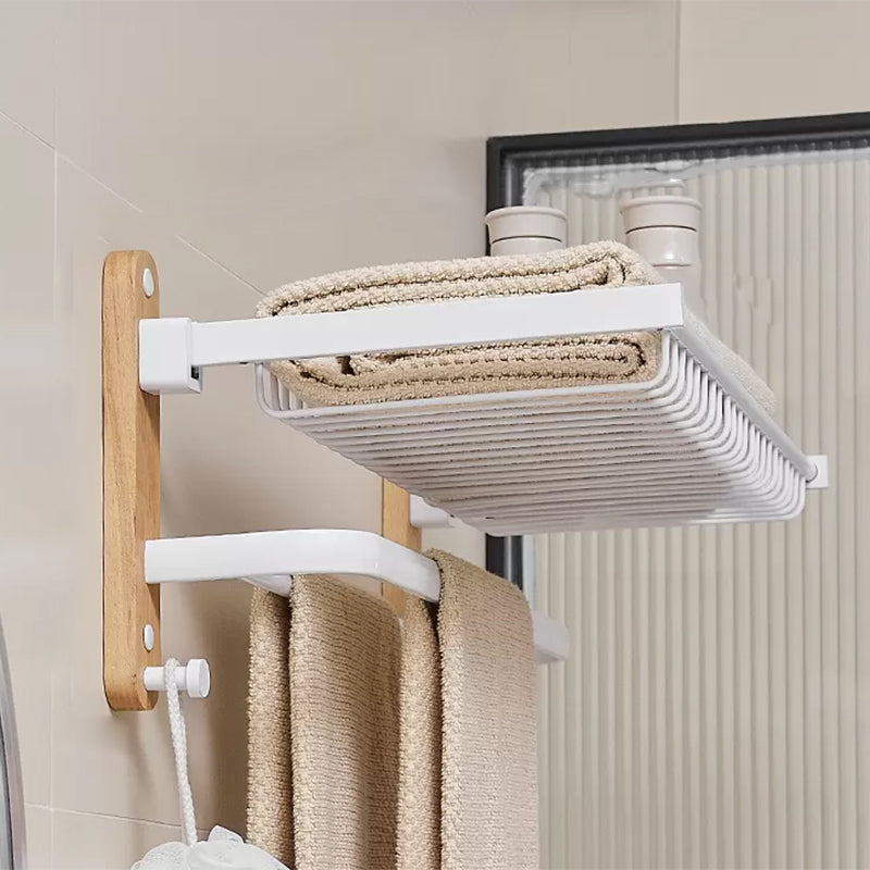 White Metal and Solid Wood Bathroom Accessories Hardware Set Off-White Towel Rack (24"L) Clearhalo 'Bathroom Hardware Sets' 'Bathroom Hardware' 'Bathroom Remodel & Bathroom Fixtures' 'bathroom_hardware_sets' 'Home Improvement' 'home_improvement' 'home_improvement_bathroom_hardware_sets' 7117075
