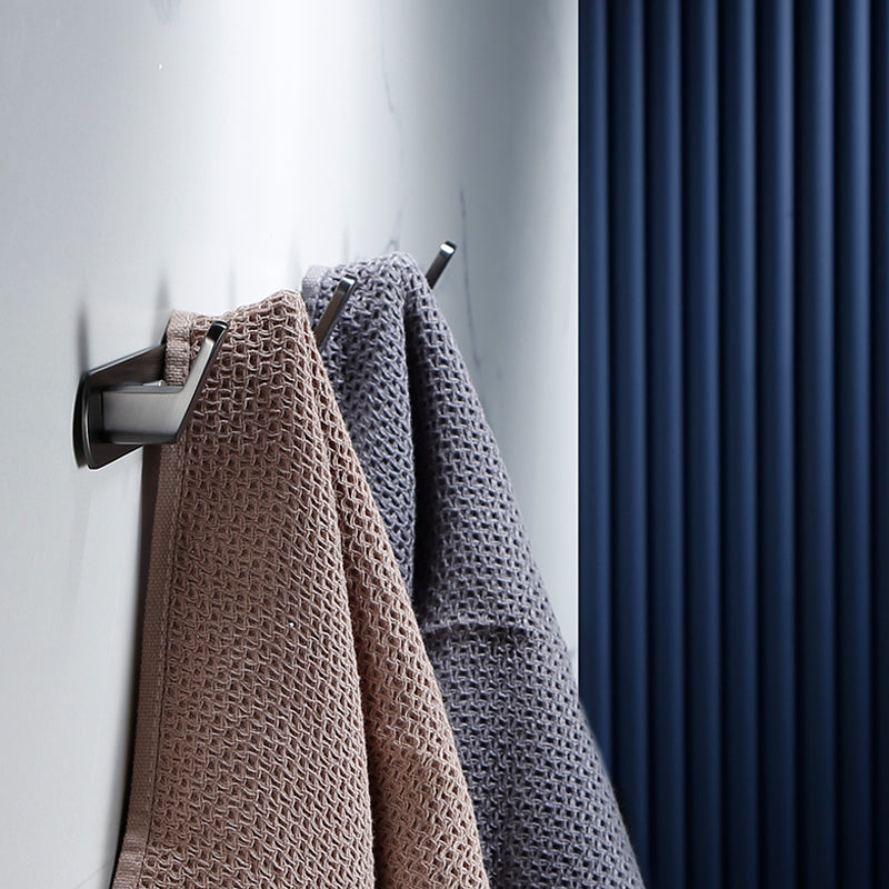 Gray Traditional Bathroom Hardware Set Stainless Steel Bathroom Accessory Kit Towel Robe Hook (Row Hooks) Clearhalo 'Bathroom Hardware Sets' 'Bathroom Hardware' 'Bathroom Remodel & Bathroom Fixtures' 'bathroom_hardware_sets' 'Home Improvement' 'home_improvement' 'home_improvement_bathroom_hardware_sets' 7117091