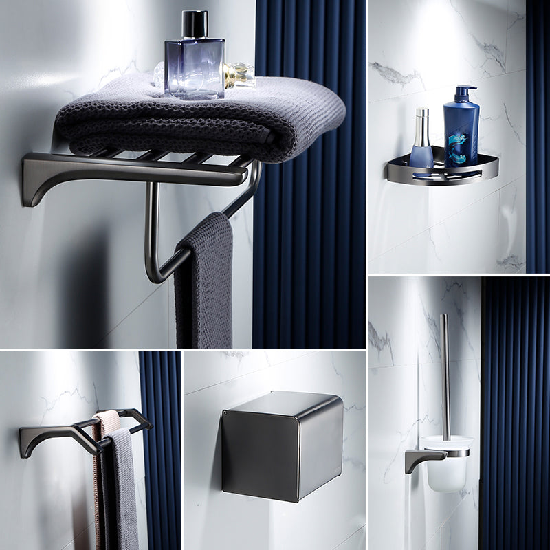 Gray Traditional Bathroom Hardware Set Stainless Steel Bathroom Accessory Kit 5 piece Set Clearhalo 'Bathroom Hardware Sets' 'Bathroom Hardware' 'Bathroom Remodel & Bathroom Fixtures' 'bathroom_hardware_sets' 'Home Improvement' 'home_improvement' 'home_improvement_bathroom_hardware_sets' 7117100