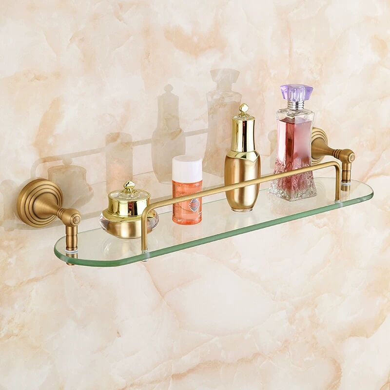 4-Piece Traditional Bathroom Accessory Set Gold Brass Bathroom Accessories Hardware Set Shelves Clearhalo 'Bathroom Hardware Sets' 'Bathroom Hardware' 'Bathroom Remodel & Bathroom Fixtures' 'bathroom_hardware_sets' 'Home Improvement' 'home_improvement' 'home_improvement_bathroom_hardware_sets' 7117107