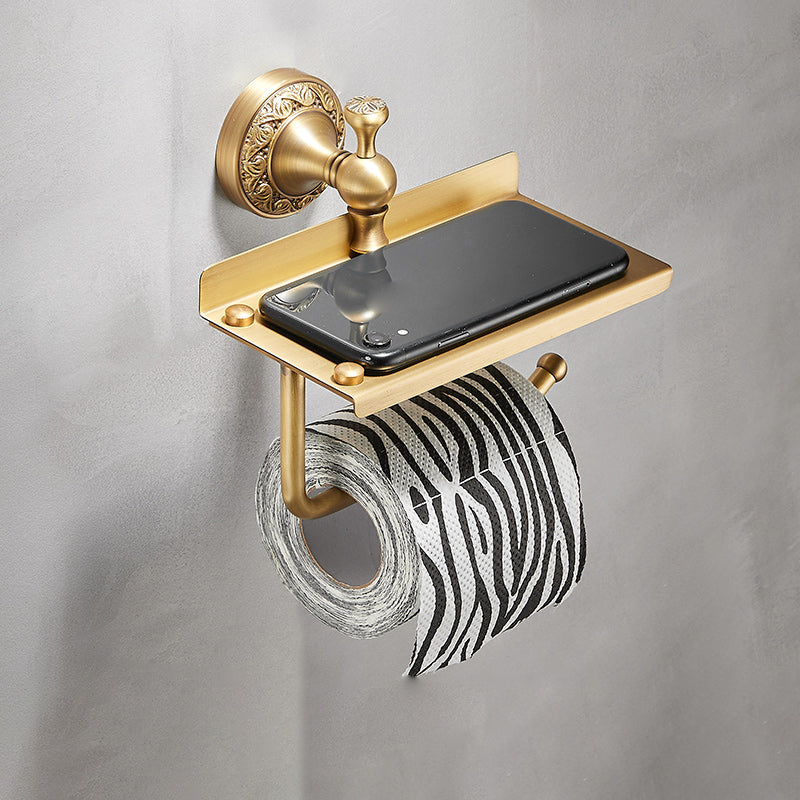 Traditional Brushed Brass Bathroom Accessory As Individual Or As a Set Round Toilet Paper Holder Clearhalo 'Bathroom Hardware Sets' 'Bathroom Hardware' 'Bathroom Remodel & Bathroom Fixtures' 'bathroom_hardware_sets' 'Home Improvement' 'home_improvement' 'home_improvement_bathroom_hardware_sets' 7117128