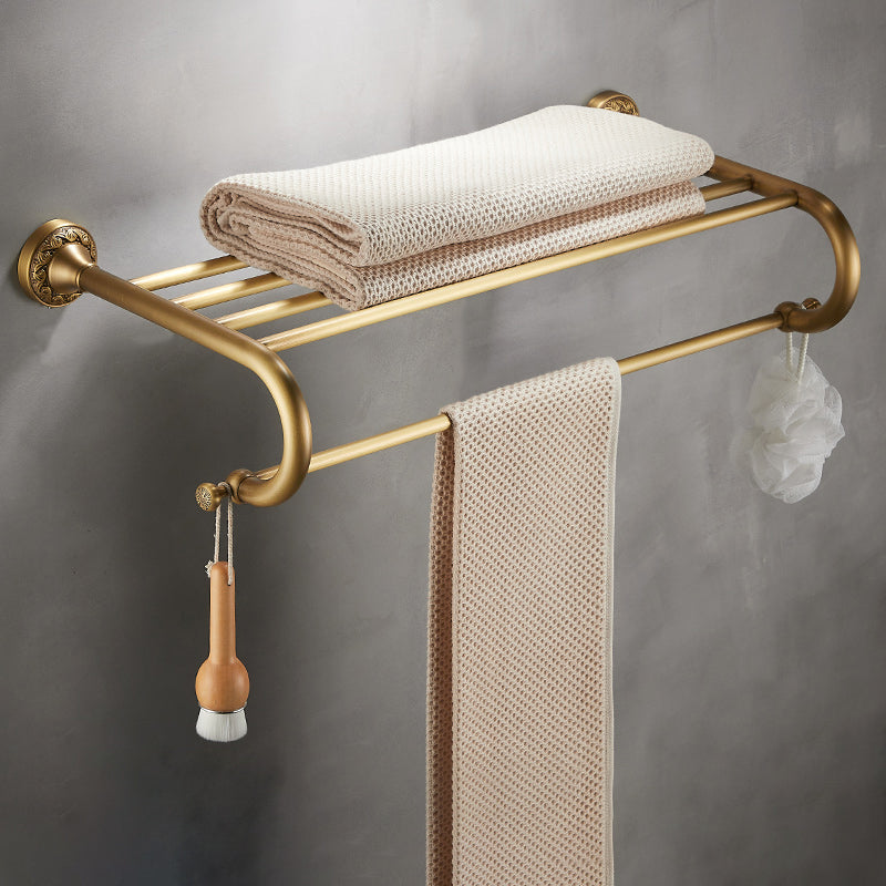 Traditional Brushed Brass Bathroom Accessory As Individual Or As a Set Round Towel Rack (24"L) Clearhalo 'Bathroom Hardware Sets' 'Bathroom Hardware' 'Bathroom Remodel & Bathroom Fixtures' 'bathroom_hardware_sets' 'Home Improvement' 'home_improvement' 'home_improvement_bathroom_hardware_sets' 7117132