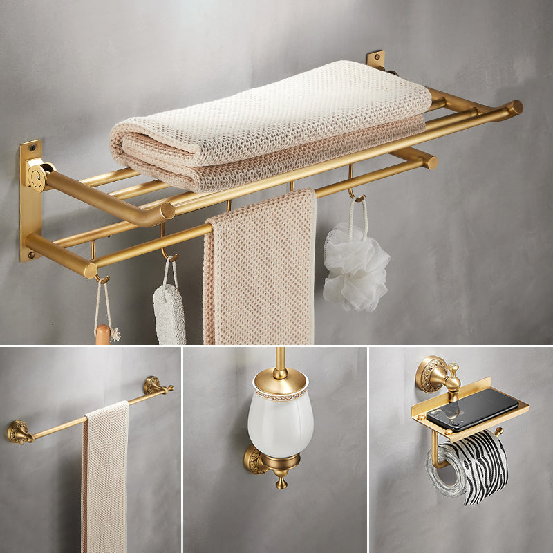 Traditional Brushed Brass Bathroom Accessory As Individual Or As a Set Unavailiable 4-Piece Set Clearhalo 'Bathroom Hardware Sets' 'Bathroom Hardware' 'Bathroom Remodel & Bathroom Fixtures' 'bathroom_hardware_sets' 'Home Improvement' 'home_improvement' 'home_improvement_bathroom_hardware_sets' 7117146