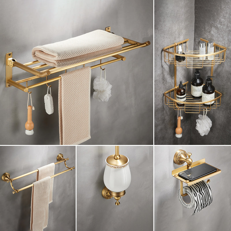 Traditional Brushed Brass Bathroom Accessory As Individual Or As a Set Unavailiable 5 piece Set Clearhalo 'Bathroom Hardware Sets' 'Bathroom Hardware' 'Bathroom Remodel & Bathroom Fixtures' 'bathroom_hardware_sets' 'Home Improvement' 'home_improvement' 'home_improvement_bathroom_hardware_sets' 7117147