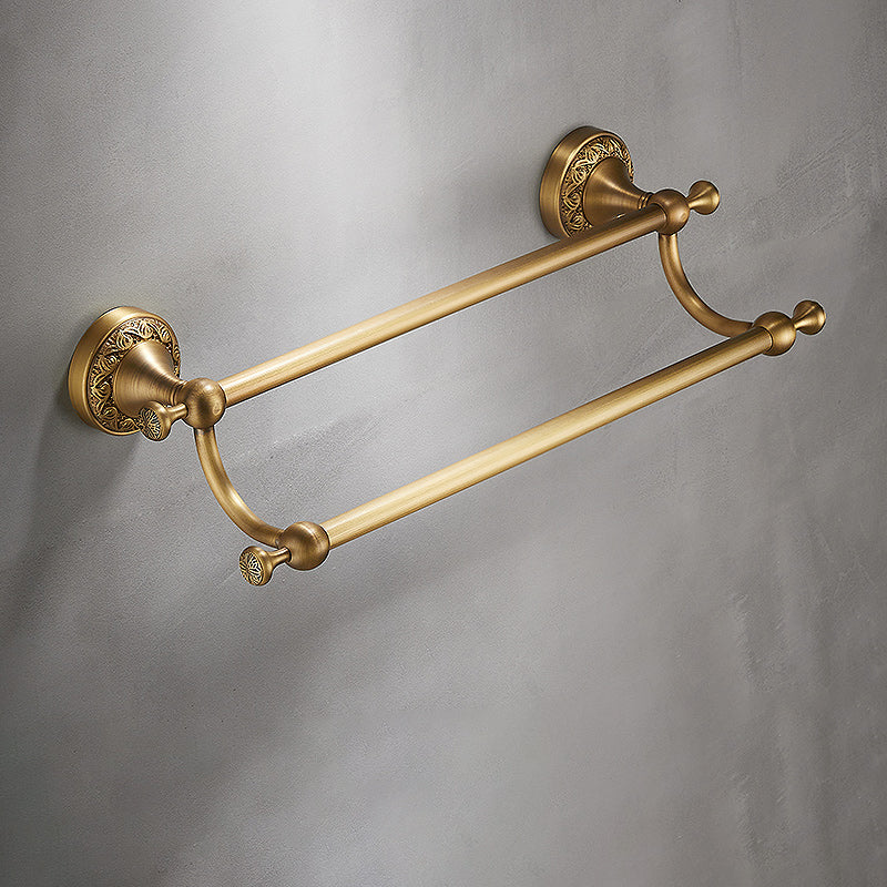 Traditional Brushed Brass Bathroom Accessory As Individual Or As a Set Unavailiable Double Bars Towel Bar (16"L) Clearhalo 'Bathroom Hardware Sets' 'Bathroom Hardware' 'Bathroom Remodel & Bathroom Fixtures' 'bathroom_hardware_sets' 'Home Improvement' 'home_improvement' 'home_improvement_bathroom_hardware_sets' 7117153