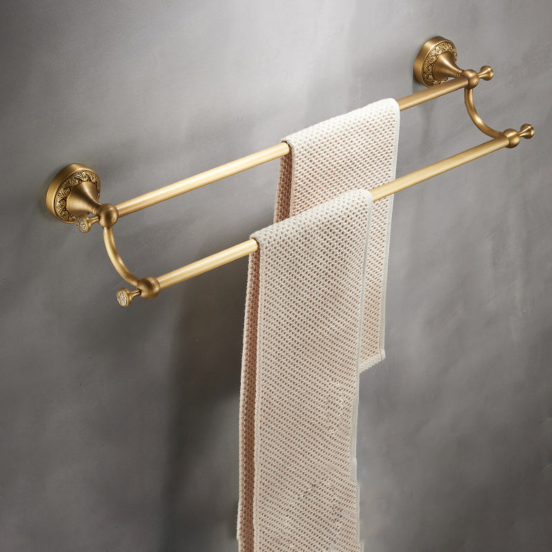 Traditional Brushed Brass Bathroom Accessory As Individual Or As a Set Unavailiable Double Bars Towel Bar (24"L) Clearhalo 'Bathroom Hardware Sets' 'Bathroom Hardware' 'Bathroom Remodel & Bathroom Fixtures' 'bathroom_hardware_sets' 'Home Improvement' 'home_improvement' 'home_improvement_bathroom_hardware_sets' 7117155