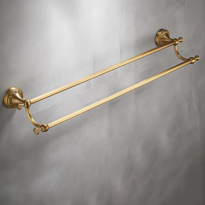 Traditional Brushed Brass Bathroom Accessory As Individual Or As a Set Unavailiable Double Bars Towel Bar (28"L) Clearhalo 'Bathroom Hardware Sets' 'Bathroom Hardware' 'Bathroom Remodel & Bathroom Fixtures' 'bathroom_hardware_sets' 'Home Improvement' 'home_improvement' 'home_improvement_bathroom_hardware_sets' 7117156