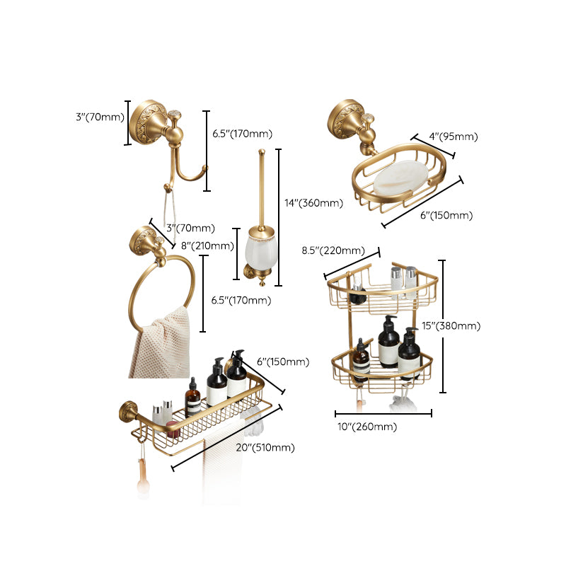 Traditional Brushed Brass Bathroom Accessory As Individual Or As a Set Clearhalo 'Bathroom Hardware Sets' 'Bathroom Hardware' 'Bathroom Remodel & Bathroom Fixtures' 'bathroom_hardware_sets' 'Home Improvement' 'home_improvement' 'home_improvement_bathroom_hardware_sets' 7117160