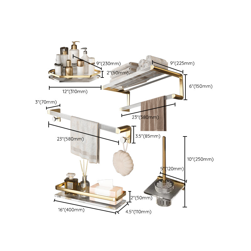 Metal and Acrylic Bathroom Accessory Set Transparent Bathroom Hardware Clearhalo 'Bathroom Hardware Sets' 'Bathroom Hardware' 'Bathroom Remodel & Bathroom Fixtures' 'bathroom_hardware_sets' 'Home Improvement' 'home_improvement' 'home_improvement_bathroom_hardware_sets' 7117183
