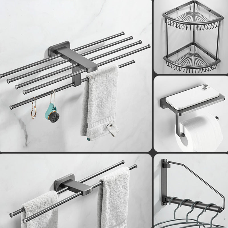 Modern Silver Bathroom Accessory As Individual Or As a Set with Towel Bar Clearhalo 'Bathroom Hardware Sets' 'Bathroom Hardware' 'Bathroom Remodel & Bathroom Fixtures' 'bathroom_hardware_sets' 'Home Improvement' 'home_improvement' 'home_improvement_bathroom_hardware_sets' 7117186