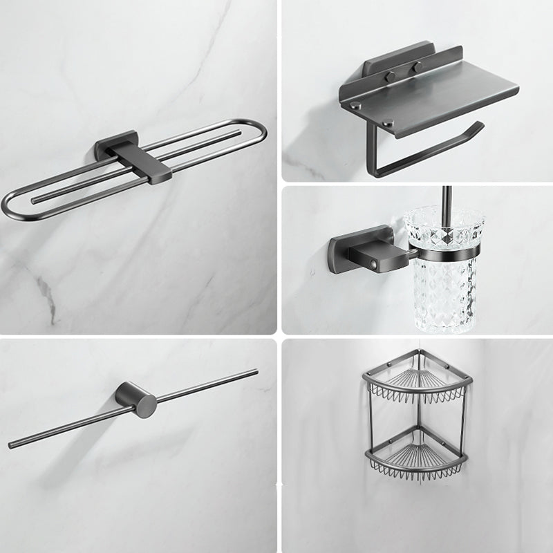 Modern Silver Bathroom Accessory As Individual Or As a Set with Towel Bar Oval 5-Piece Set (Towel Bar) Clearhalo 'Bathroom Hardware Sets' 'Bathroom Hardware' 'Bathroom Remodel & Bathroom Fixtures' 'bathroom_hardware_sets' 'Home Improvement' 'home_improvement' 'home_improvement_bathroom_hardware_sets' 7117191