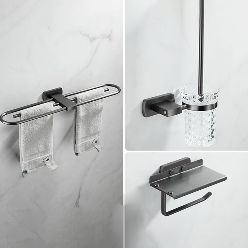 Modern Silver Bathroom Accessory As Individual Or As a Set with Towel Bar Rectangle 3-Piece Set (Towel Bar) Clearhalo 'Bathroom Hardware Sets' 'Bathroom Hardware' 'Bathroom Remodel & Bathroom Fixtures' 'bathroom_hardware_sets' 'Home Improvement' 'home_improvement' 'home_improvement_bathroom_hardware_sets' 7117204