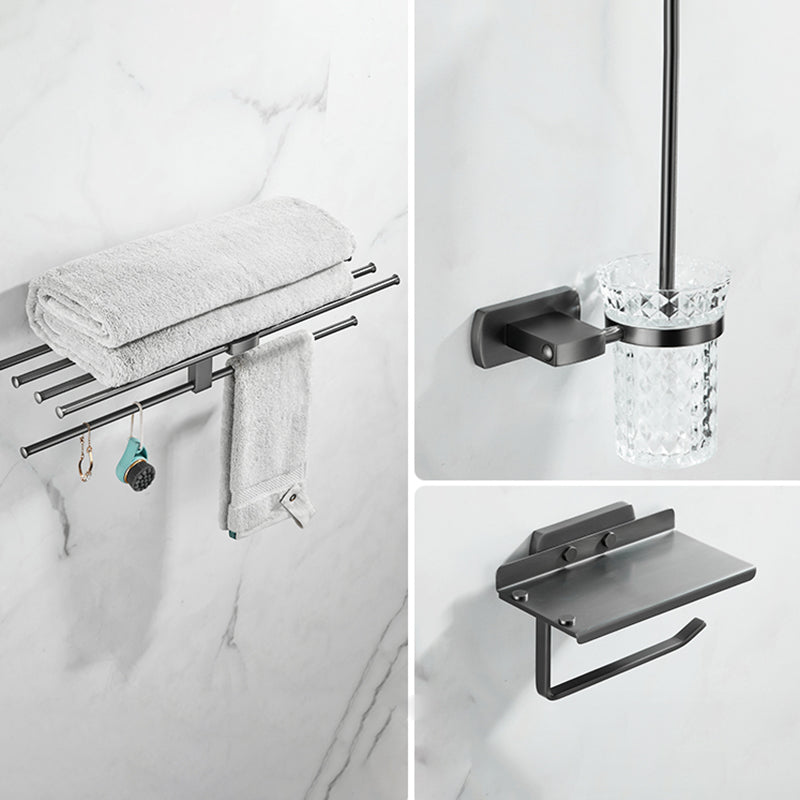 Modern Silver Bathroom Accessory As Individual Or As a Set with Towel Bar Rectangle 3-Piece Set (Towel Rack) Clearhalo 'Bathroom Hardware Sets' 'Bathroom Hardware' 'Bathroom Remodel & Bathroom Fixtures' 'bathroom_hardware_sets' 'Home Improvement' 'home_improvement' 'home_improvement_bathroom_hardware_sets' 7117206