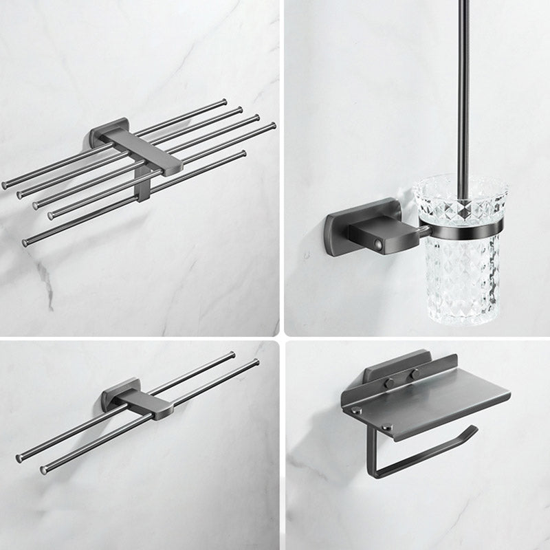Modern Silver Bathroom Accessory As Individual Or As a Set with Towel Bar Rectangle 4-Piece (Towel Rack) Clearhalo 'Bathroom Hardware Sets' 'Bathroom Hardware' 'Bathroom Remodel & Bathroom Fixtures' 'bathroom_hardware_sets' 'Home Improvement' 'home_improvement' 'home_improvement_bathroom_hardware_sets' 7117207